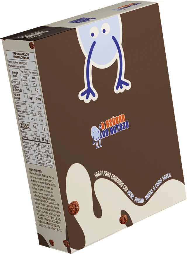 Reverso original de la caja de Malu Pops sabor chocolate