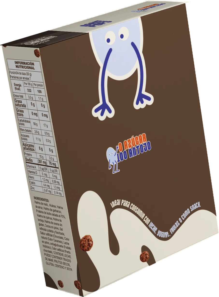 Reverso original de la caja de Malu Pops sabor chocolate