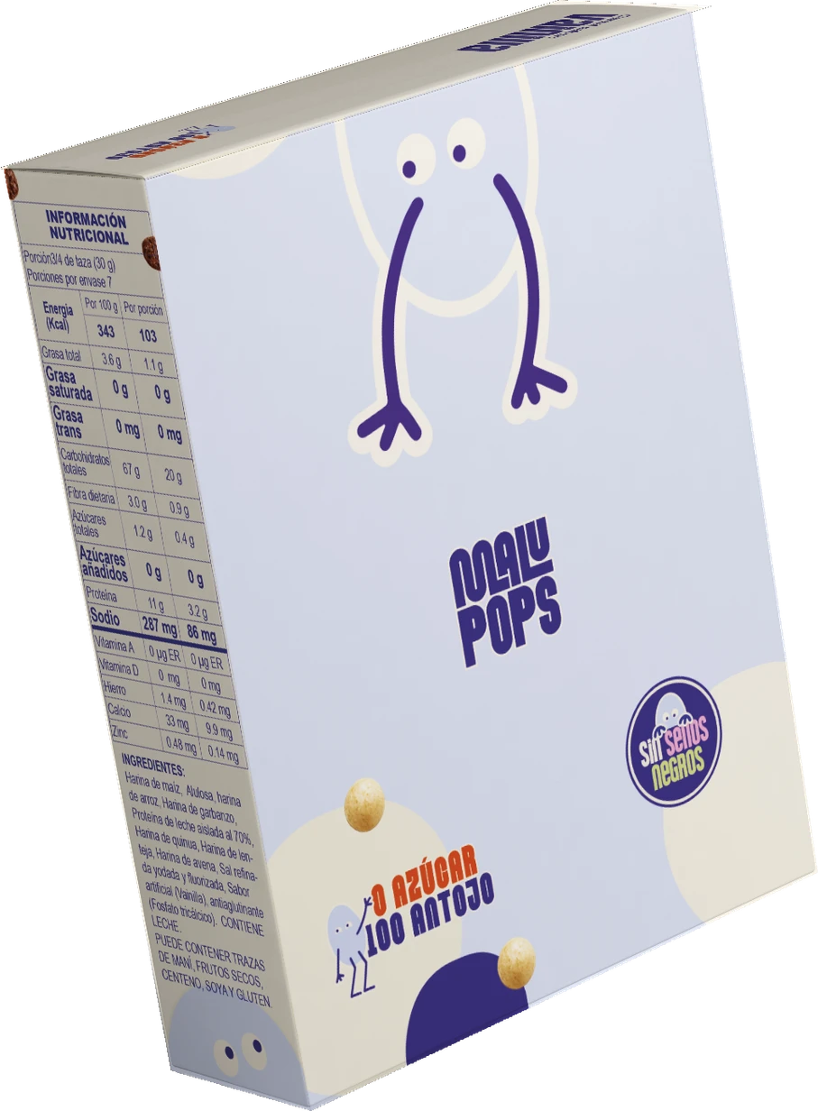 Reverso original de la caja de Malu Pops sabor vainilla